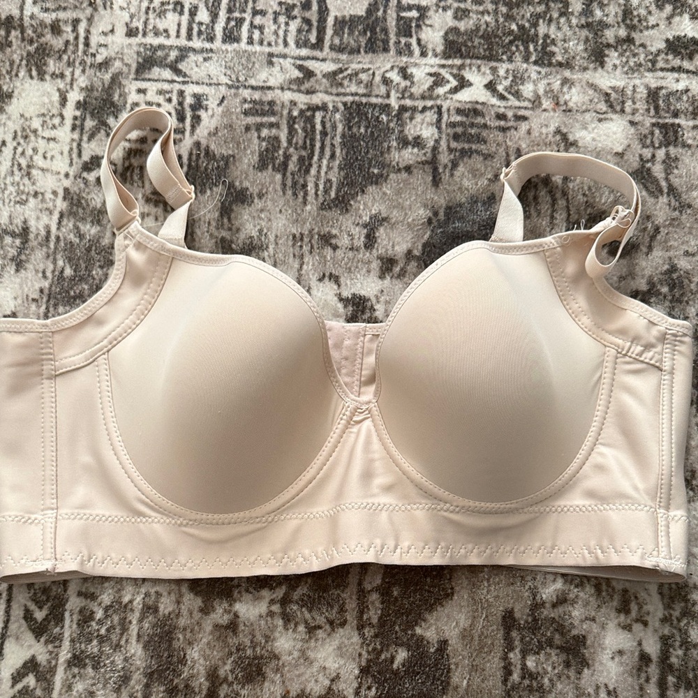 Source Unknown Cream Padded Longline Bra